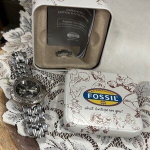 Men's Fossil Steel Watch Moon Phase BQ-8777 Needs Battery, Non Working